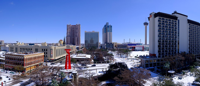 Snow blanketed San Antonio during Winter Storm Uri last February. The current winter weather isn't expected to be as intense. - JOE WEBB