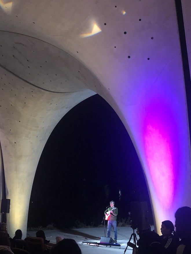 Singer-songwriter Bill Callahan performs under the distinctive structure that serves at the centerpiece of Confluence Park. - BILL BAIRD
