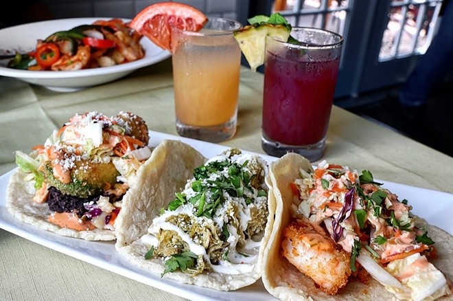 Sangria on the Burg's taco trio features the restaurant's hand-pressed tortillas. - Courtesy Photo / Sangria on the Burg