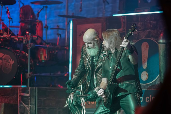 Vocalist Rob Halford (left) and bassist Ian Hill (right) are the only original members of Judas Priest that remain in the band’s touring lineup. - SHUTTERSTOCK