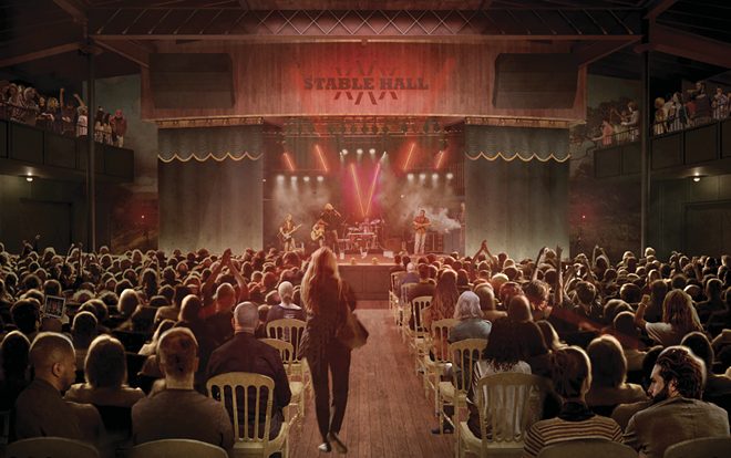 Stable Hall, a new music venue at the historic Pearl Stables, will be able to seat 1,000 guests. - Rendering Courtesy of Clayton Korte