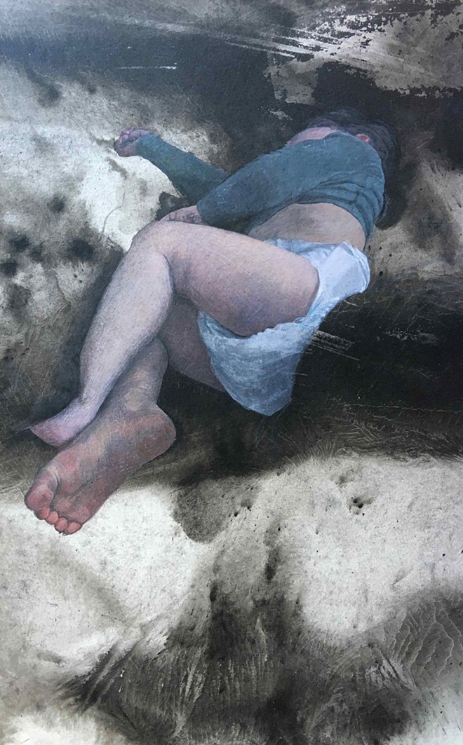 Megan Harrison, Sleeping 1, Ink and watercolor on paper, 15” x 10” 2021. - Megan Harrrison