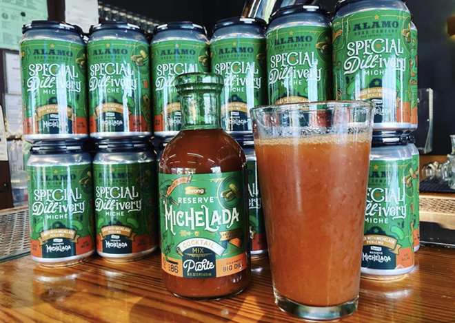 Twang and Alamo Beer Co.'s new spicy, tomato-based pickle beer, Special Dill-ivery Miche. - Instagram / alamobeerco