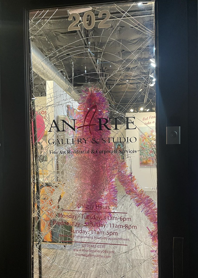 Damage caused by the art heist at AnArte Gallery Monday morning. - Instagram / AnArte Gallery