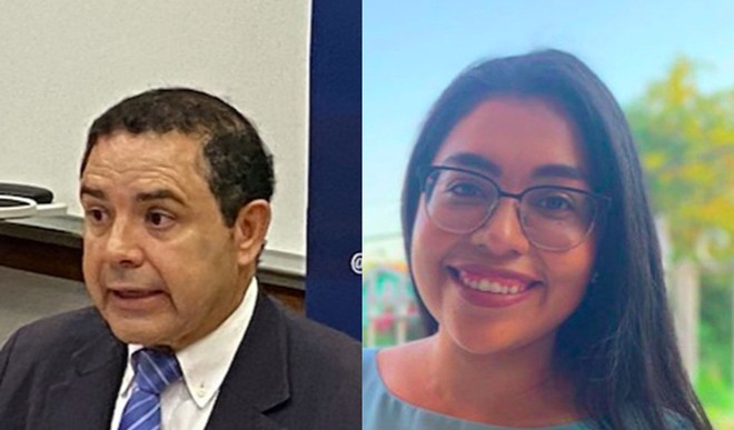The margin between U.S. Rep. Henry Cuellar (left) and Jessica Cisneros, his challenger in the May 24 Democratic Primary runoff, is just 136 votes. - SANFORD NOWLIN (LEFT) AND TWITTER / JESSICA CISNEROS (RIGHT)