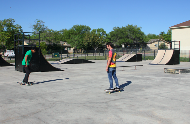 Skateboarders ply their tricks at Spring Time Skate Plaza in this photo taken before the park's recent upgrades. - Courtesy Photo / City of San Antonio