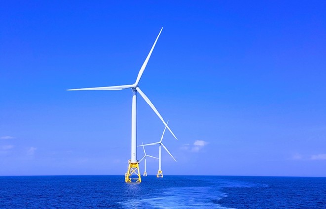 Offshore wind turbines provide power. - Wikimedia Commons / Shaun Dakin