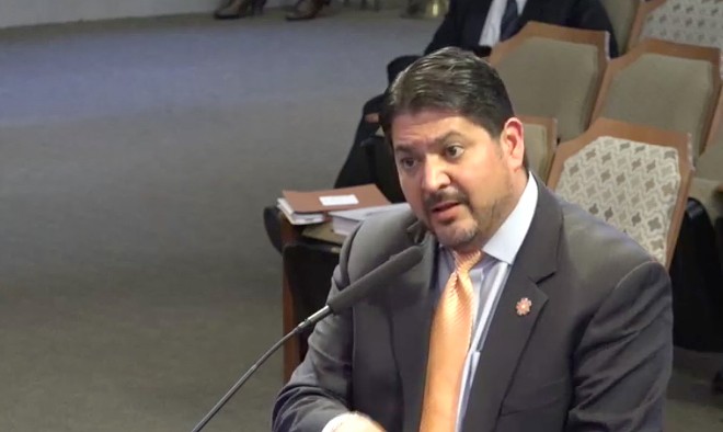 CPS Energy interim CEO Rudy Garza answers questions during a city council meeting. - Screen capture / SATV