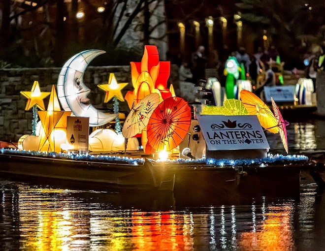 The parade will feature a procession of 10 beautiful, 26-foot-long boats filled with illuminated lanterns. - Courtesy of Visit San Antonio