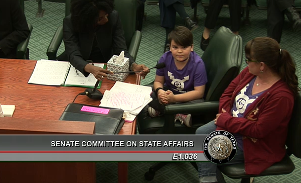 Elementary school student Marilyn said Senate Bill 6 would be "horrifying" for herself and her trans friends. - TEXAS SENATE ARCHIVES