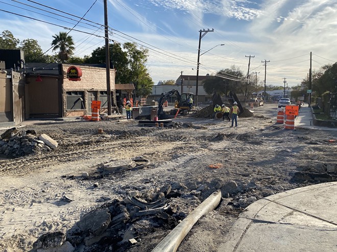 Small business owners along North St. Mary's Street have complained of a decline in pedestrian foot traffic since construction first began in May 2021. - Sanford Nowlin