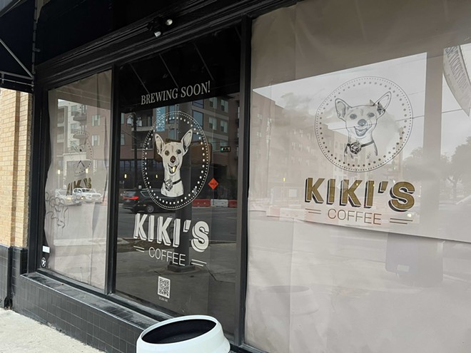 Signage for new coffee spot Kiki’s Coffee has popped up near Maverick Park. - Nina Rangel