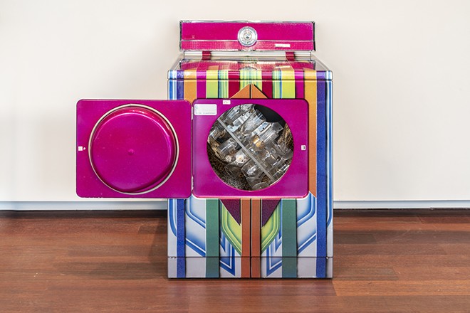 Katie Pell, Candy Dryer, 2006. Electric dryer with automotive paint, upholstery, and found objects. Collection of the McNay Art Museum, Gift of Guillermo Nicolas and Jim Foster, 2021.17. - Katie Pell, courtesy of McNay Art Museum