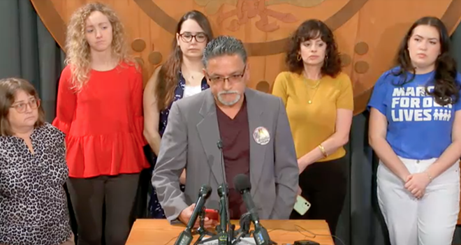 At a Tuesday press event, Manuel Rizo blasts Texas lawmakers' inability to pass common-sense gun reforms. - Screenshot / THR Video Player