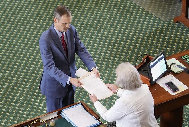 State Rep. Andrew Murr, R-Junction, delivered the articles of impeachment for Attorney General Ken Paxton to Secretary of the Senate Patsy Spaw on May 29, 2023. - Texas Tribune / Bob Daemmrich