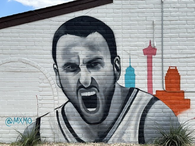 Sports fans can snap a photo of the mural at 3667 Fredericksburg Road on the city's inner West Side. - Michael Karlis