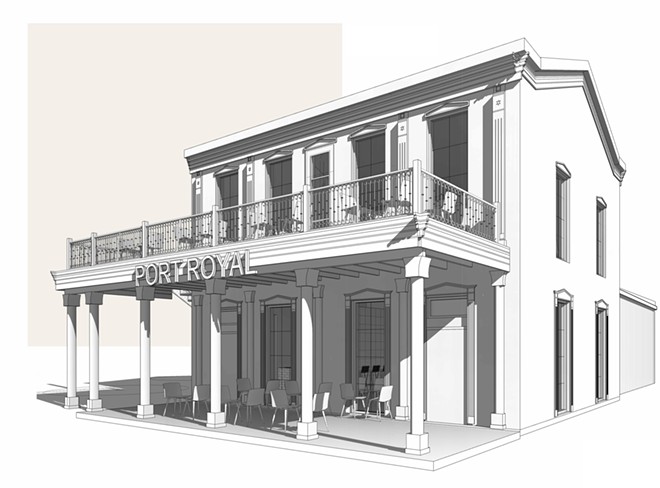 A rendering shows the plans for Port Royal, which will preserve the home's interior and historical authenticity while blending in modern Jamaican style. - Courtesy Image / Hemisfair