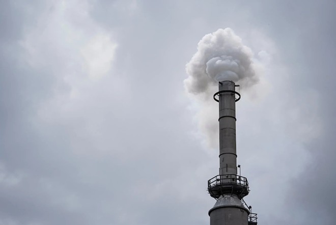 Smoke from a power plant in San Antonio on Aug. 4, 2021. Texas has sued the EPA over its federal “good neighbor” plan to reduce smog that crosses state lines. - Texas Tribune / Sophie Park