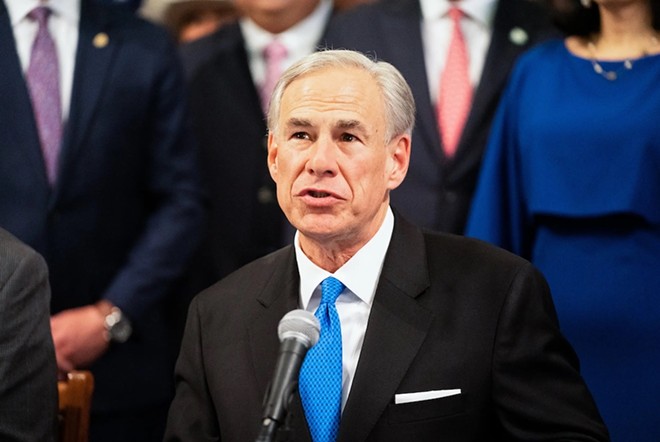 Gov. Greg Abbott addresses the press before signing eight bills during a public safety bill signing session at the state Capitol in Austin on June 6. - Texas Tribune / Joe Timmerman