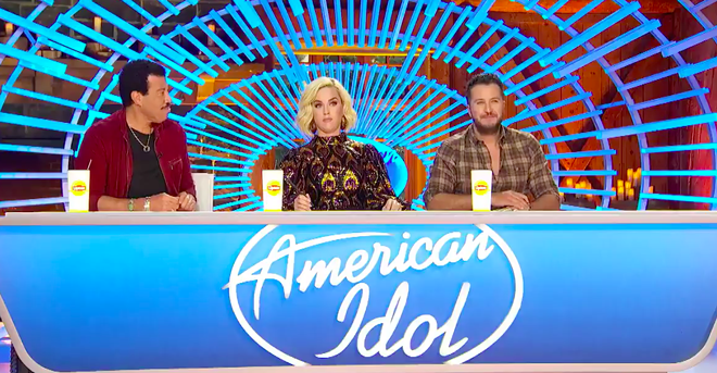American Idol program judges Lionel Richie, Katy Perry and Luke Bryan sit in front of contestants. - Twitter / @AmericanIdol