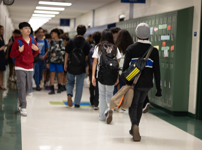 Students walk to class inside an NISD school. - Courtesy Photo / Northside Independent School District