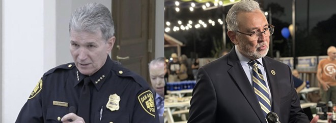 Five SAPD officers have been shot in the line of duty since Aug. 24, leading to tensions between Police Chief William McManus and Bexar County District Attorney Joe Gonzales. - Courtesy Photo / City of San Antonio (left) and Michael Karlis (right)