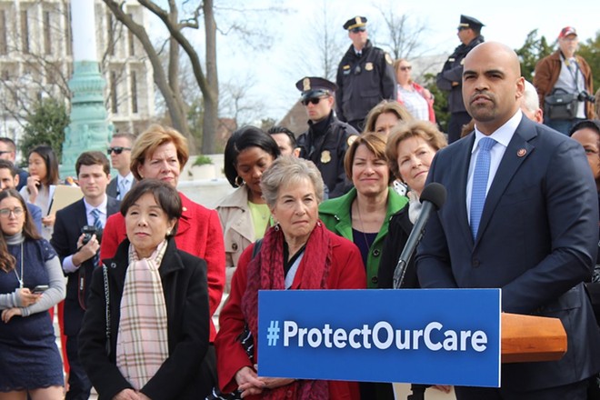 Colin Allred speaks at a press conference in support of the Affordable Care Act. - Wikimedia Commons / Office of Congressman Colin Allred