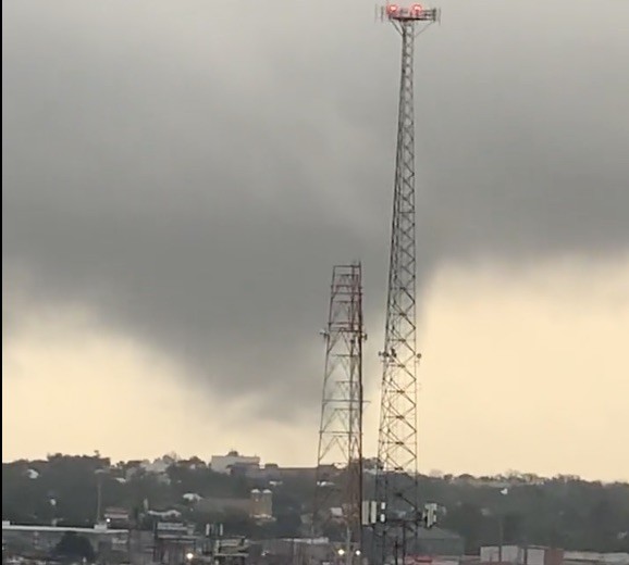 Images of the tornado that reportedly touched down in San Antonio on Thursday morning as seen from the Embassy Suites downtown. - X / @jf4jack