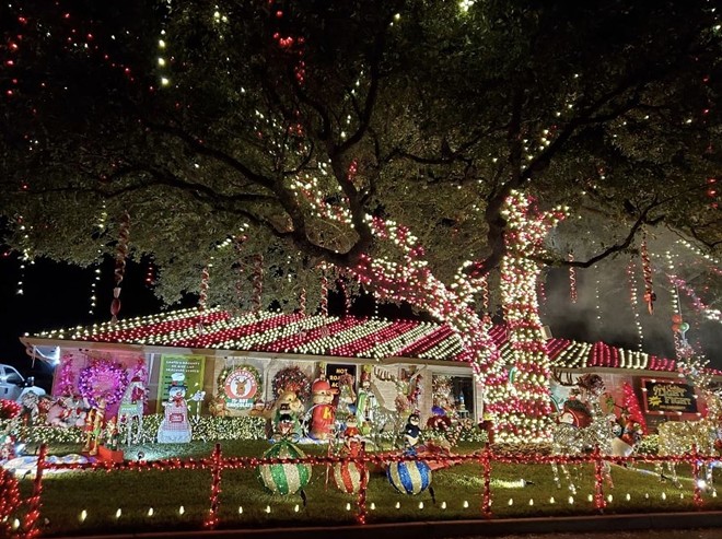 An over-the-top Christmas light display spotted in San Antonio's suburb of Windcrest. - Photo via Instagram / topo_tron