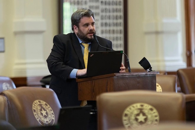 State Rep. Jonathan Stickland, R-Bedford, on the House floor on May 21, 2019. - Texas Tribune / Juan Figueroa