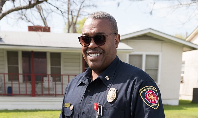 San Antonio Fire Chief Charles Hood was reprimanded in 2020 after photos surfaced of him eating sushi off a naked woman's body. - Twitter / @SATXFire
