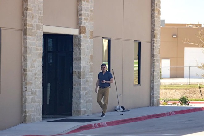 Texas Republican Party Chairman Matt Rinaldi is seen entering the offices of Pale Horse Strategies in Fort Worth on Oct. 6, 2023. - Texas Tribune / Azul Sordo