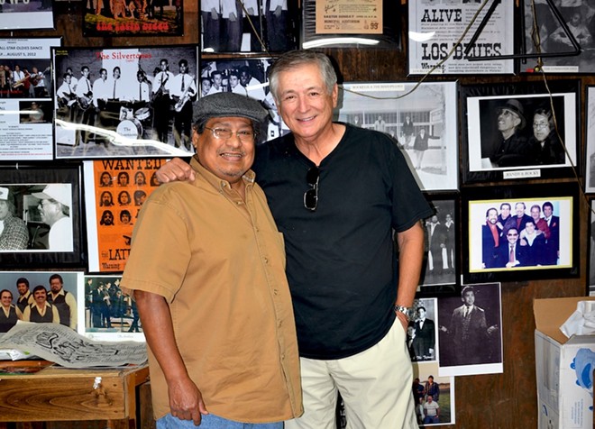 Joe Jama poses with longtime San Antonio TV anchor Fred Lozano. Both were members of local music group the Radiants. - Courtesy Photo / Jesus V. Garcia Archives