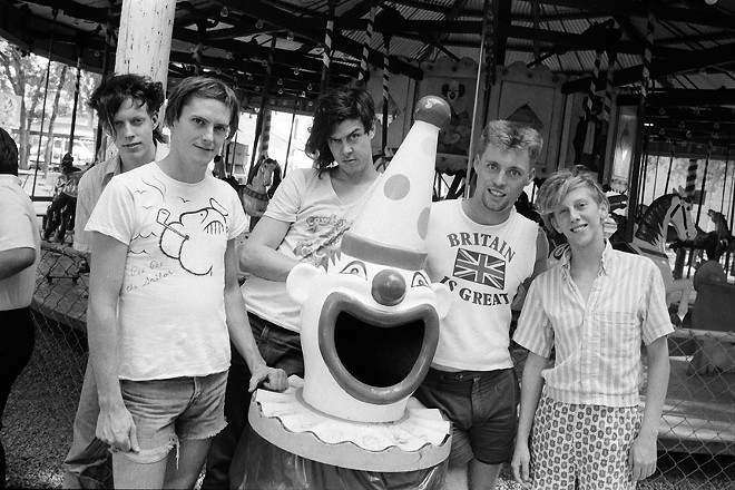 A very young lineup of the Butthole Surfers puckers up for a 1984 promo shot. - Pat Blashill