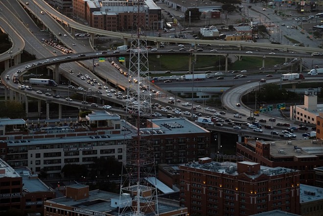 A view of Woodall Rodgers Freeway in downtown Dallas on Nov. 7. - Texas Tribune / Ben Torres