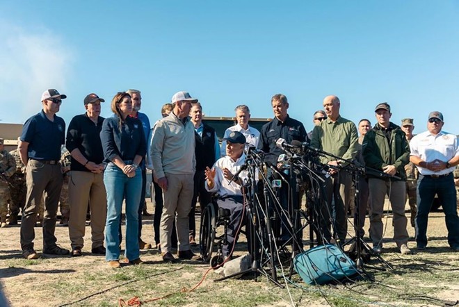 Gov. Greg Abbott holds a press conference earlier this month with Republican governors including Tennessee Gov. Bill Lee. - Instagram / govabbott