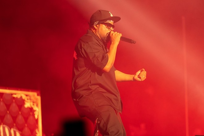 Ice Cube spits rhymes during a 2022 San Antonio appearance as part of the Mount Westmore tour. - Jaime Monzon