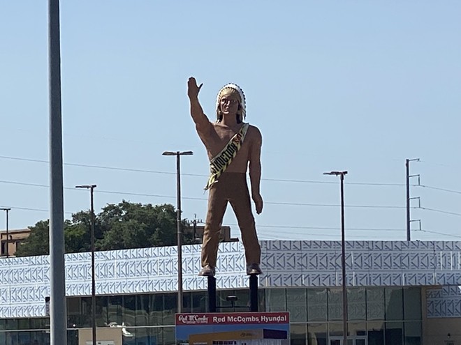 The statue known at "The Chief" greeted customers at the San Antonio's McCombs Superior Hyundai dealership for decades. It was removed in July. - Samantha Serna