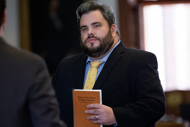 Former state Rep. Jonathan Stickland, R-Bedford, on the Texas House floor on May 21, 2019. - Texas Tribune / Juan Figueroa