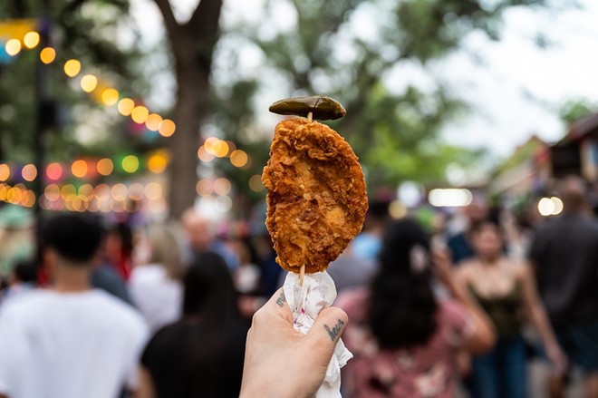 Chicken on a stick is one of the many delicious dining options that will be on offer at this year's Fiesta events. - Jaime Monzon