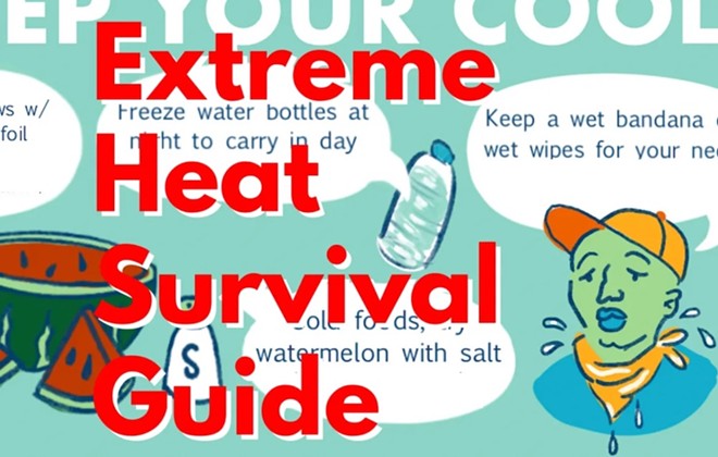 Deceleration’s bilingual Extreme Heat Survival Guide. Spanish version here. A map of cooling centers and splash pads in Bexar County is available here.