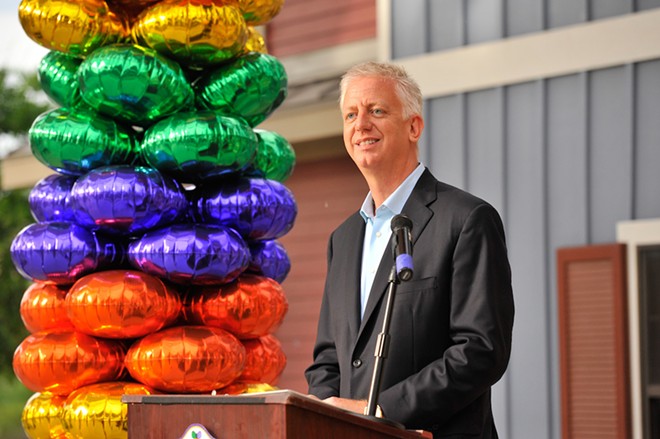 Gordon Hartman speaks at the fifth birthday celebration for Morgan's Wonderland. - Courtesy Photo / Morgan's Wonderland