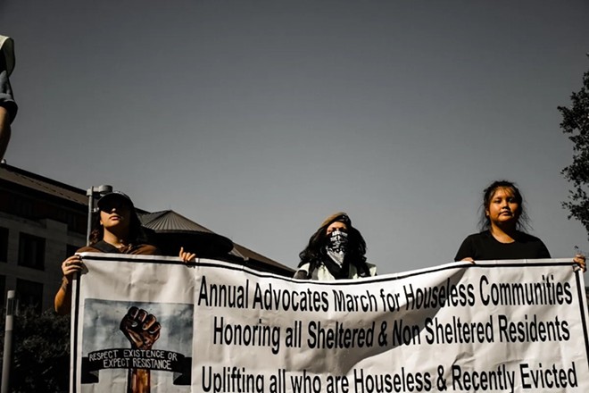 The 2023 Annual Advocates March for Houseless Communities takes place in downtown San Antonio. - Greg Harman
