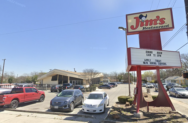 The Jim's Restaurants location at San Pedro and Hildebrand has been in operation for 54 years. - Screen Capture: Google Maps