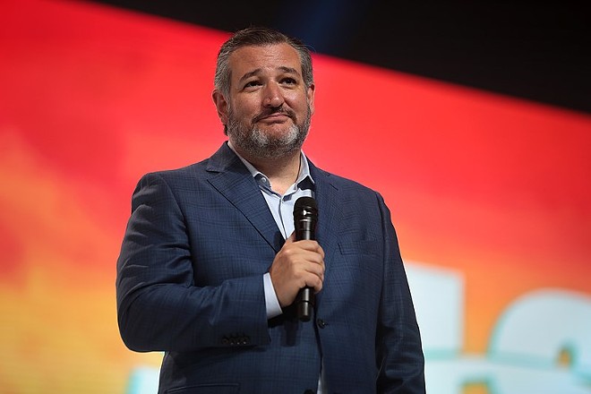 U.S. Senator Ted Cruz smirks from the stage at the 2021 Student Action Summit. - Wikimedia Commons / Gage Skidmore