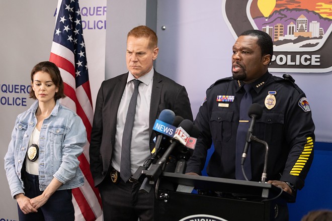 Actress Nora Zehetner (left) plays Laura Young, a police detective investigating a series of unsolved murderers with her chief, played 50 Cent (right). - Lionsgate