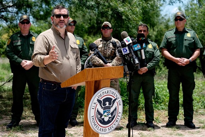 Sen. Ted Cruz speaks during the annual Border Safety Initiative Conference, held close to the Rio Grande near Mission, on Monday, July 1, 2019. - Texas Tribune / Verónica Gabriela Cárdenas