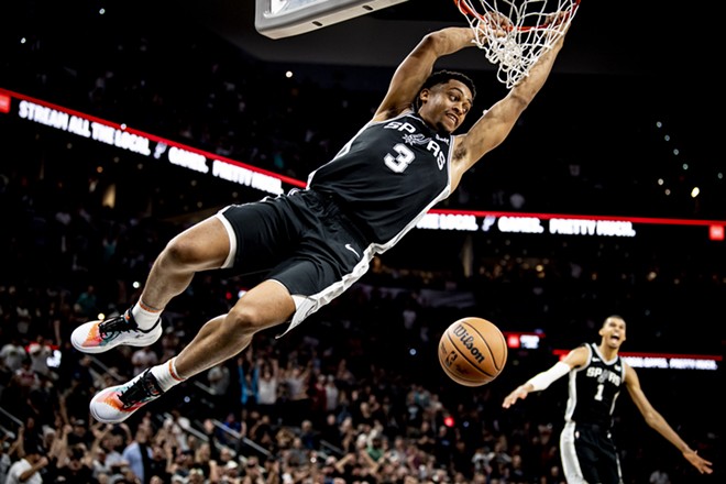 San Antonio Spurs power forward Keldon Johnson throws down a dunk. - Reginald Thomas II / San Antonio Spurs