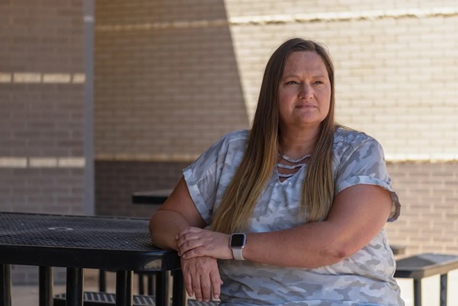 Plains Elementary School teacher Heather Harris poses for a photo in Plains on Aug. 7, 2024. Harris said that third grade students in her district have struggled with reading, enough that administrators hired a reading specialist to work with their youngest students. - Texas Tribune / Trace Thomas