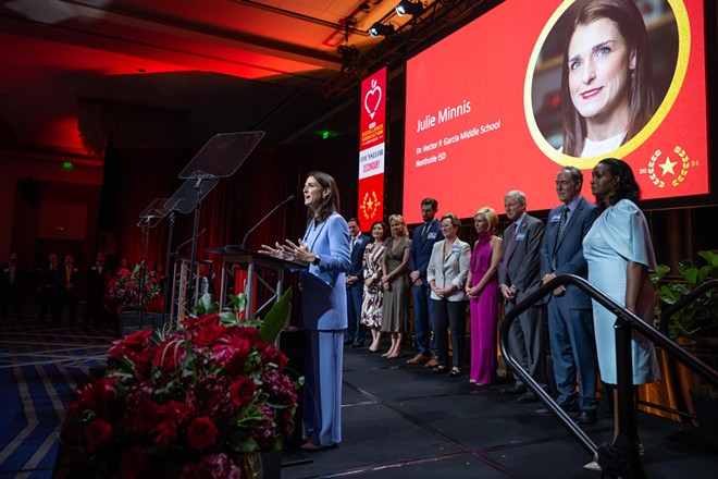 Julie Minnis of Northside ISD's Dr. Hector P. Garcia Middle School received the 2024 H-E-B Excellence in Education School Counselor Secondary Award. - Courtesy Photo / H-E-B